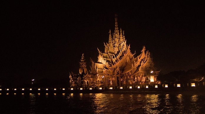 Pattaya’s Sanctuary of Truth will open in the evenings this month to give international fleet show visitors time to see the classic wooden temple.