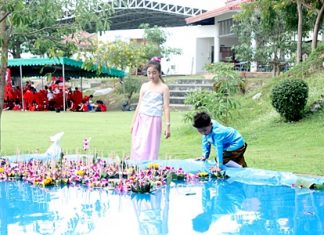 Krathongs are floated in specially constructed pools.