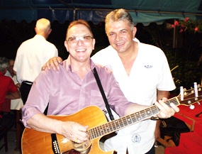 (From left) Kevin and Georg Hilbert entertain the guests.