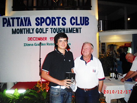 Low Gross winner, Patrick Kelly, left, with Golf Chairman Joe Mooneyham.