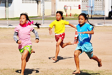 Racing for the finish line at Pattaya Orphanage.