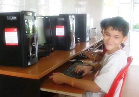 Rad Lat with new computers at the Latkrabang Center for Handicapped Children.