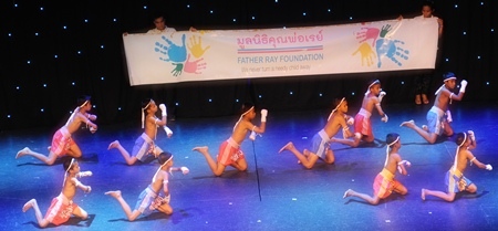 The young boys perform their Muay Thai exhibition.