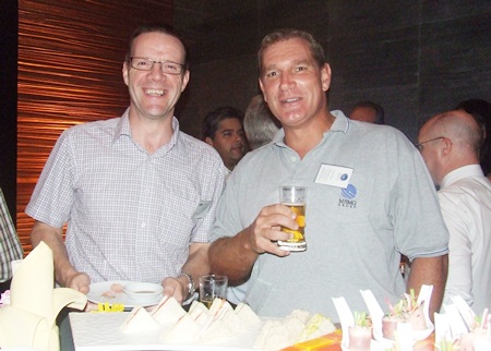 Roger Wilson (GKN Driveline) and Simon Philbrook (MBMG Group) make a stop at the sandwich bar.