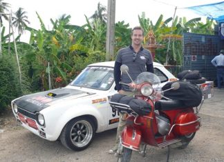 Drew Milne and the Vespa.