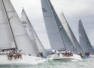 Lots of startline action on Day 1 of 2012 Top of the Gulf Regatta. Photo Guy Nowell/ Top of the Gulf Regatta.