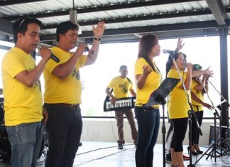 A Christian Philippine band plays a concert at Pattaya City Hall.