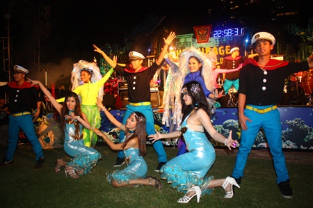 Sailors, mermaids and beautiful jelly-fish perform the Underwater World theme at Centara Grand Mirage Beach Resort Pattaya.