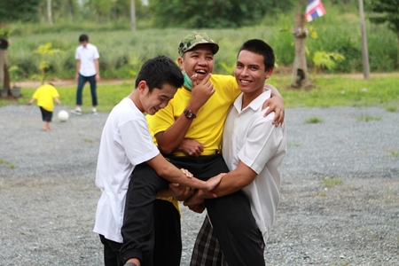 Lending a hand at the special school.