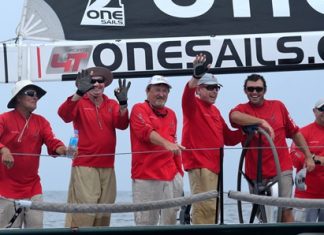 Ray Roberts and his crew on OneSails Racing celebrate overall victory in the IRC0 class.