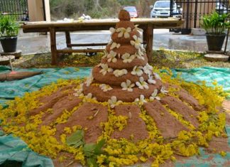 Ancient folklore tells that after their visits, citizens would leave temples with sand pebbles stuck on their feet. Therefore, people would bring sand into temples or even build sand pagodas during the evening.