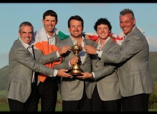 Irish golf’s famous five: Paul McGinley, Padraig Harrington, Graeme McDowell, Rory McIlroy and Darren Clarke.