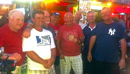 4th of July 2-man scramble winners Ken Price & Eddie Behr celebrate with the lads at The Golf Club.