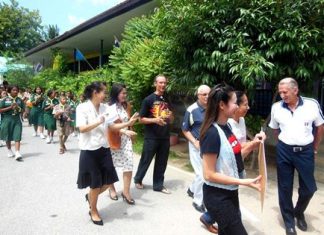 We were welcomed by the school band.