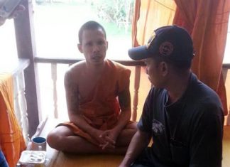 Royal Thai Navy drug-suppression officers arrested ex-convict Arm Srisai using a monk’s robes to disguise his continued career as a drug dealer.