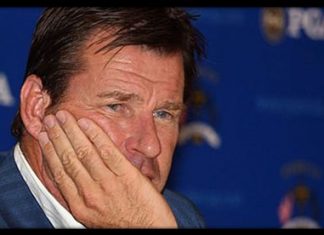 Nick Faldo pondering his losing the Ryder Cup in 2008.