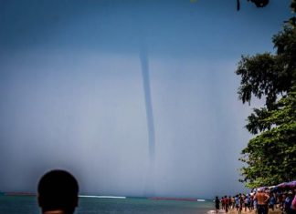 A spectacular waterspout was caught on film off Jomtien Beach Oct. 5.