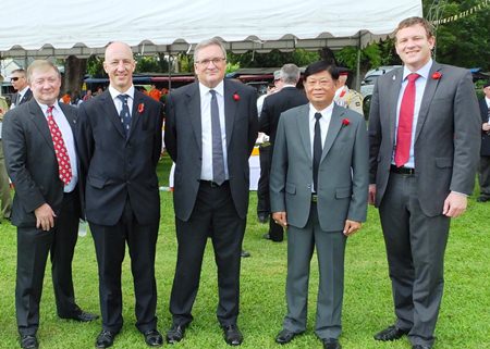 Four Ambassadors and the Governor of Kanchanaburi, the first event for Thailand’s new Irish Ambassador Brendan Rogers.