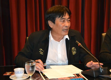 Pattaya Deputy Mayor Ronakit Ekasingh chairs the press conference announcing the upcoming concert.