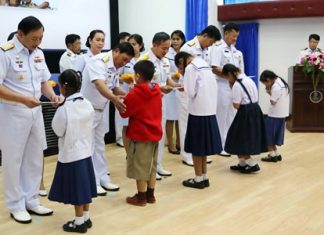 Admiral Pichan Dhiranetra, commander-in-chief of the Royal Thai Fleet, presided over the Dec. 19 presentation of scholarships to children of navy families to mark the 91st anniversary of the Royal Thai Fleet.