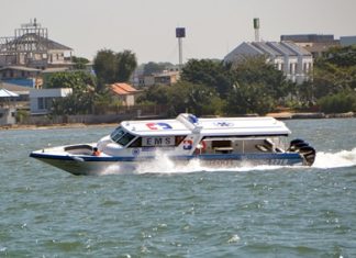 Bangkok Hospital Pattaya bought a “hydrolance” to carry passengers to safety on the water.