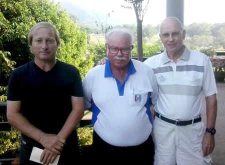 Mike Allidi (left) and Svende Gaarde (right) with Dave Richardson.