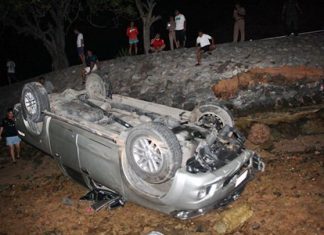 Lucky it was low tide, otherwise the driver might have drowned.