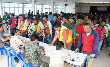 Sattahip District drug tested more than 453 motorcycle taxi operators. All proved drug-free.