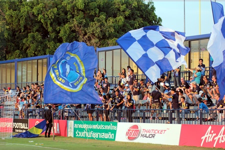 Pattaya United fans cheer the club’s largest league win for some time.