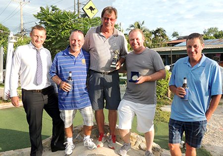 (From left) DeVere sponsor Greg Hirst with Sugar Ray Handford, Bob Mattes, Dave Buchanan and Neil Smith.