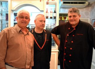 (L-R) Photographer Michel Thureau with restaurant owner Josse Dachicourt & Chef Pierre.