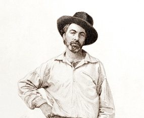 Walt Whitman in 1854 aged 35. (Engraving: Samuel Hollyer)