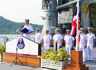 Fleet commander-in-chief Admiral Naris Prathumsuwan presides over the Royal Thai Fleet’s celebrations for its 92nd Founder’s Day.