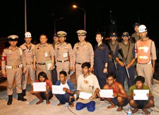 Five Cambodians, none of which had identification, visas or work permits, were found working aboard the Thai fishing vessel Sor Manachaiwaree 3.