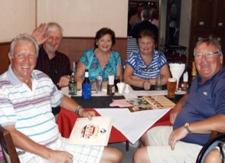 Sunday winner John Hartigan (back row left) with his friends.