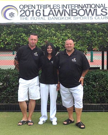 From left: Ian Riches, Nina Riches and Keith Fortt at the Royal Bangkok Sports Club.