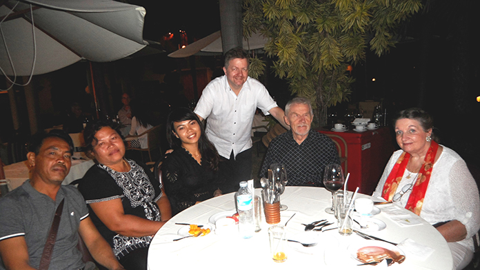 With love from Vienna and Isan: (from right) Dagmar and Ing Hans Fellner, son Richard and his wife Bia and her parents.