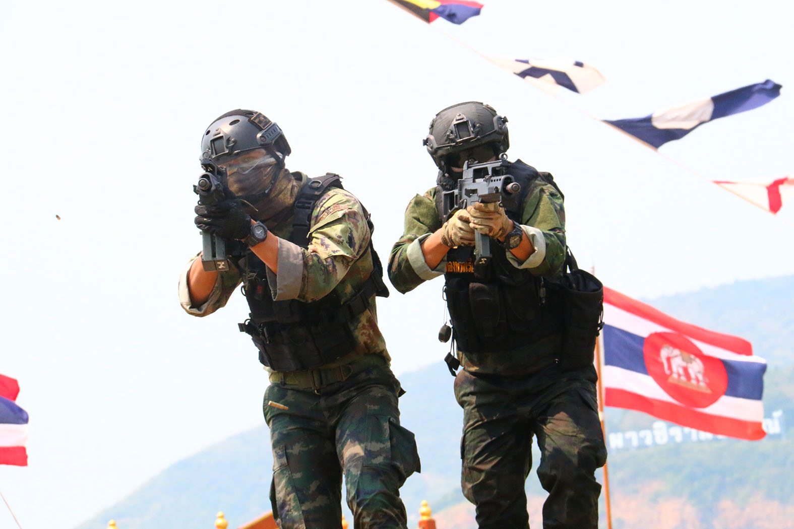 The Royal Thai Navy tested joint tactical squadron training, including live ammunition drills at the annual Professional Navy Training Day in Sattahip.