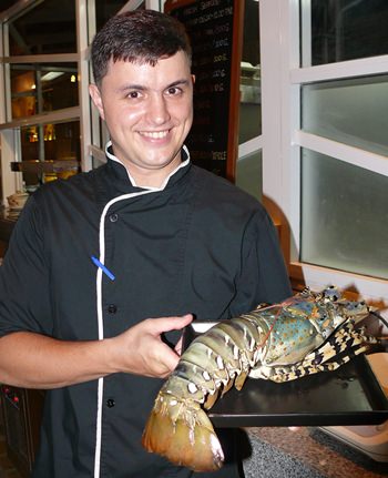 Chef Slava and a rather large lobster.