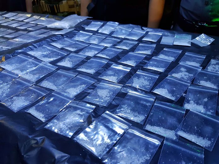 Authorities recovered from the floor and employee lockers 108 bags of crystal methamphetamine and 18 bags of ketamine.