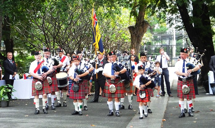 The Pipes & Drums of the British Club Bangkok.