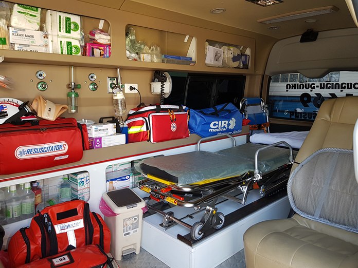 The ambulances are equipped with basic and advanced life support equipment.