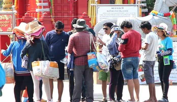 Street peddlers and hawkers are still busy on Pattaya’s beaches.