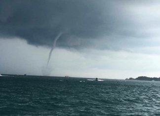 Waterspouts put on a spectacular show off Koh Larn Island.