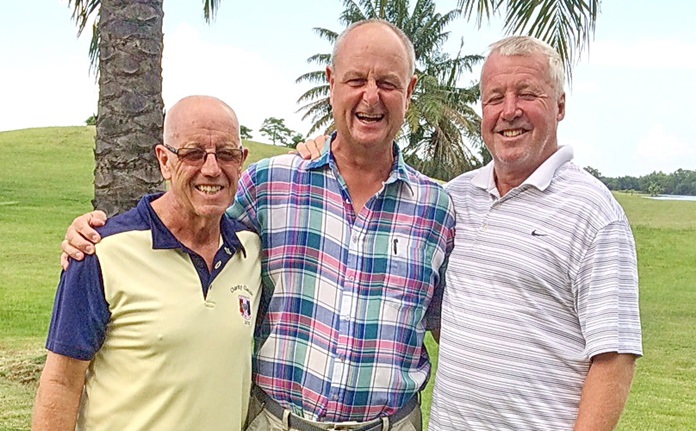 Nigel Perry (centre) with John Davis (left) and Bob Britton.