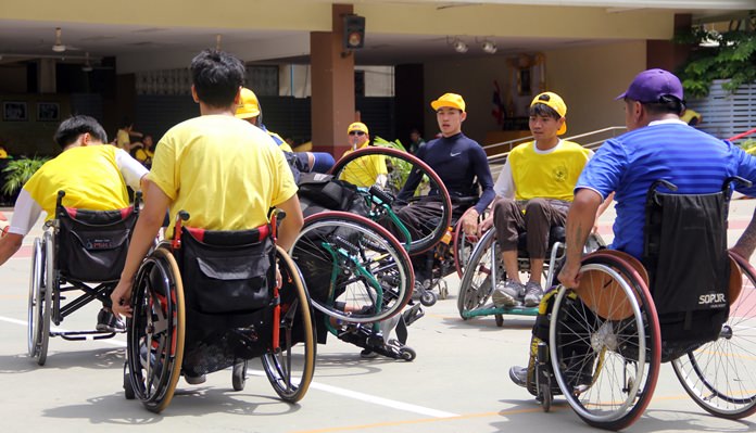 Wheelchair basketball - a tough game at times.