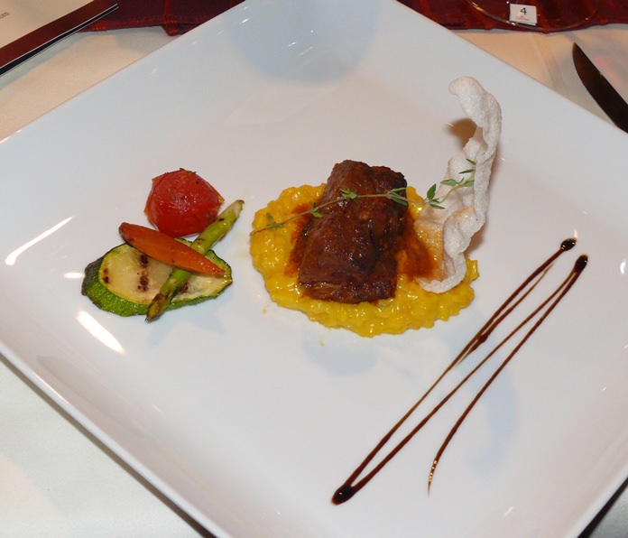 A beautiful lamb dish on saffron risotto.