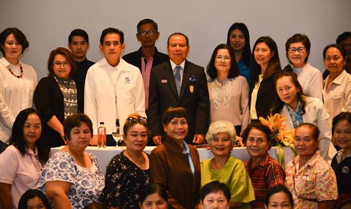 Deputy City Manager Sutham Petchket opens a workshop at the Prima Wongamat Hotel for about 70 housewives and community leaders to revive the Pattaya Brand project.