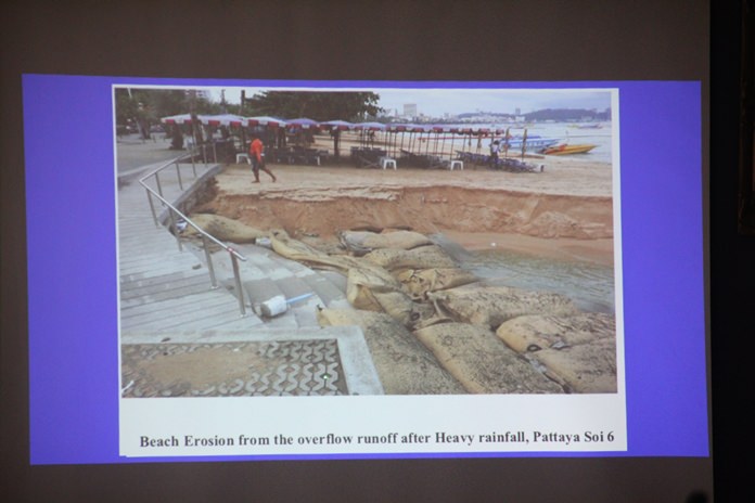 Having demolished 12 sections of sidewalk along Pattaya Beach to relieve Beach Road flooding, Pattaya officials are now looking to mitigate the damage to the sand-restoration project those openings have caused.