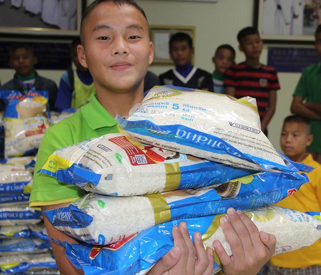 The children and students eat their way through 75,000kgs of rice each year.